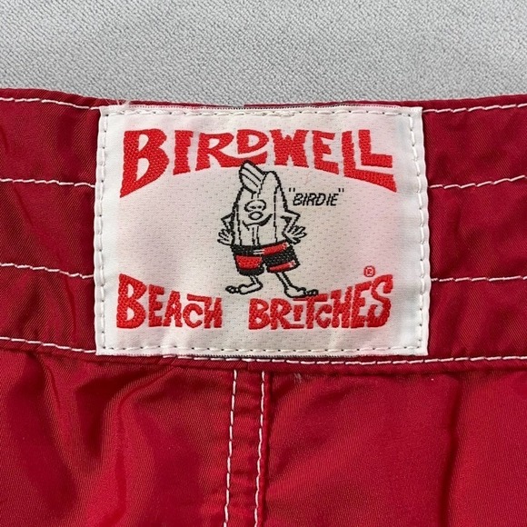 Birdwell Beach Britches Board Shorts Women 12 Red Nylon Pocket USA - Picture 3 of 12